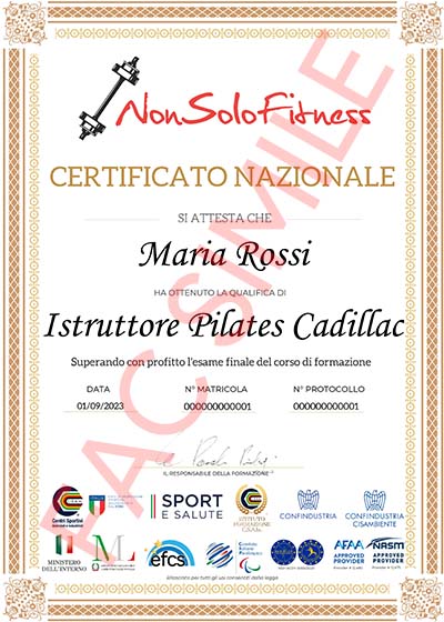 Diploma Istruttore Pilates Cadillac